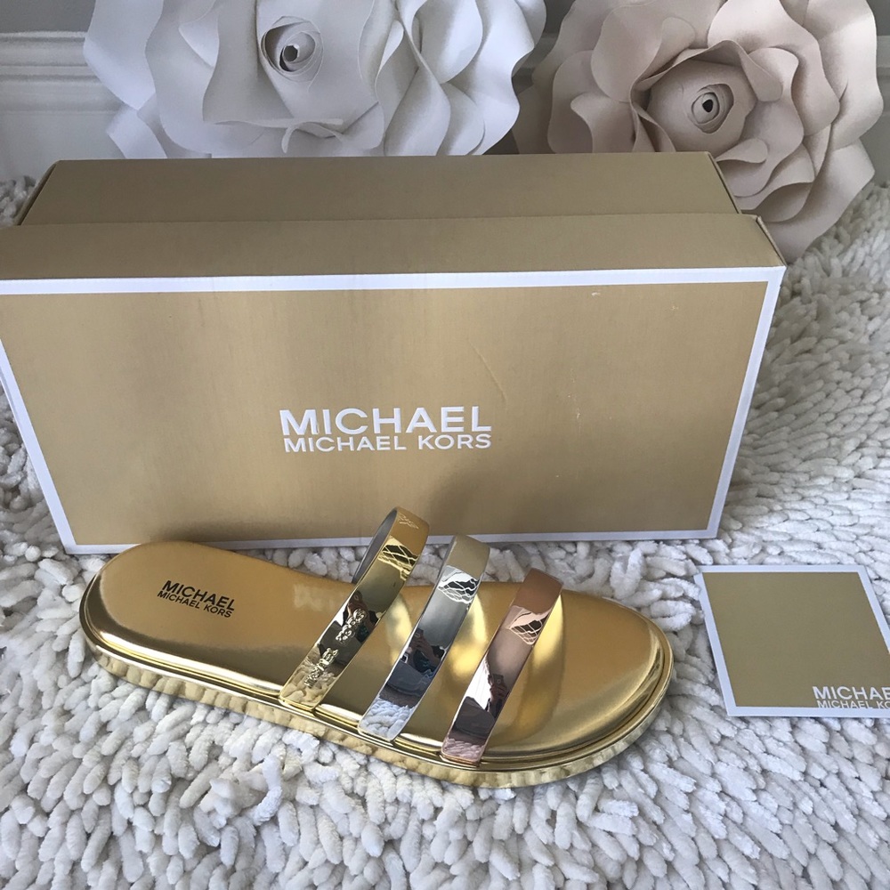 Michael kors Keiko Slide Sandals Gold/Silver
